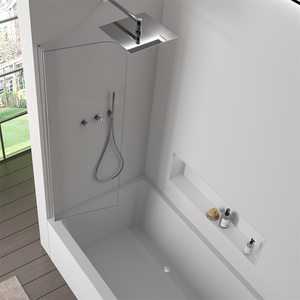 Écran de <span class=keywords><strong>baignoire</strong></span> rectangulaire noir mat en chrome poli avec joint inférieur porte de <span class=keywords><strong>douche</strong></span> battante verre <span class=keywords><strong>pliable</strong></span> pour salle de bain - Product Image 6
