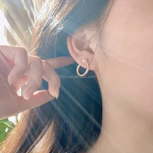 14K Vàng Thật Đồ Trang Sức Phòng Thí Nghiệm Grown Kim Cương Stud Bông Tai Cưới Đồ Trang Sức Mỹ Bông Tai Cho Phụ Nữ