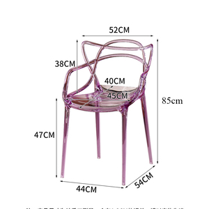 Chaise de salle à manger transparente en plastique pour usage domestique, banc avec dossier en cristal, chaise tendance Instagram, chaise en acrylique - Product Image 4