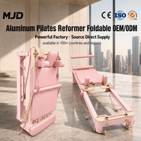 Reformer Pilates en aluminium polyvalent, pliable, rose, machine de fitness, gain de place, salle de sport à domicile, Reformer Pilates MJD OEM ODM