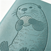 Carnet A5 en cuir PU avec gaufrage à sec motif Loutre marine, journal à couverture rigide personnalisé sur le thème de la faune pour cadeau