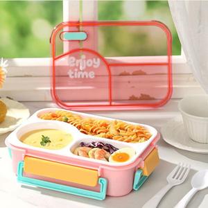 Lonchera Bento de 650 ml para Niños, 3 Compartimentos, Lonchera Bento de Plástico Resistente <span class=keywords><strong>con</strong></span> Cubiertos para la Escuela - Product Image 2