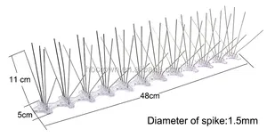 उच्च गुणवत्ता वाले स्टेनलेस स्टील धातु विरोधी कबूतर कांटा थोक प्लास्टिक के आधार के साथ पक्षी स्पाइक