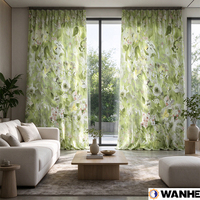 Gorden Jendela Transparan Motif Bunga Bahan Polyester Linen Lebar 300cm Dekorasi Rumah Modern 130 GSM
