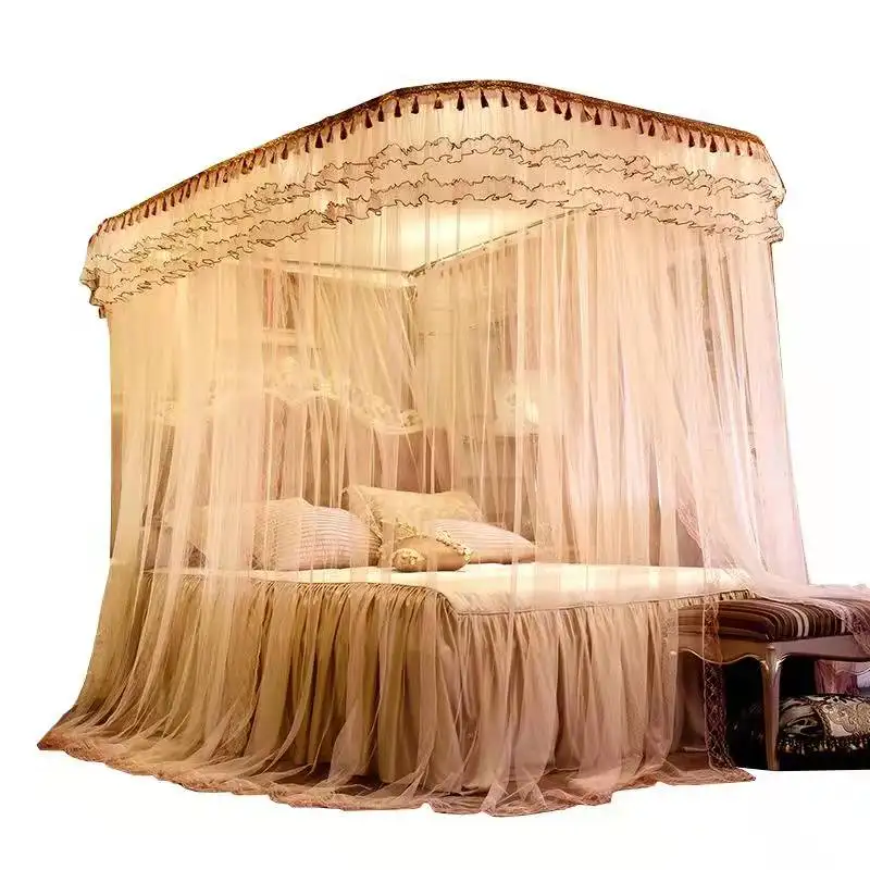 Moustiquaire pour lit Double, avec des franges, décorative, avec dentelle, pour moustiquaire, pour lit grande taille