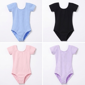 Justaucorps de ballet à manches courtes pour enfants, en tissu doux et très élastique, pour filles, fabrication directe OEM ODM, vêtements de danse d'entraînement - Product Image 3