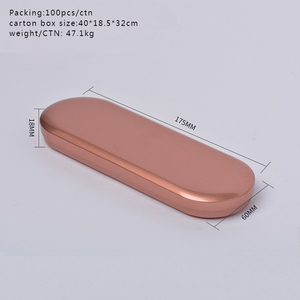 Custom pink Silver Black Gold Rose Gold Oval Metal <strong>Pencil</strong> <strong>Tin</strong> with Hinged Lid - Product Image 2