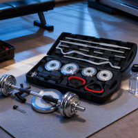 Ensemble d'haltères, barres et kettlebells en fonte chromée antidérapante de 58 kg, personnalisable pour la vente en gros