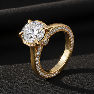 Bague en argent sterling S925 avec halo de moissanite, plaquée or bicolore, pour femme, fiançailles, luxe léger, mode, bague en argent - Product Image 4