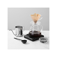 Set Pembuat Kopi Pour Over 350ml, Ketel Gooseneck Stainless Steel, Dripper Kaca, Server, 50 Filter, Sendok, Perlengkapan Seduh Kopi Rumahan, Paket Hadiah