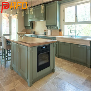Chất lượng cao tùy chỉnh thạch anh Countertop toàn bộ đồ nội thất nhà bếp với đảo pháp phong cách màu xanh lá cây tự động tủ bếp - Product Image 2