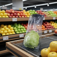 Sac d'emballage à soufflet latéral thermoscellable en LDPE transparent recyclable de 10+8x24 pouces pour légumes et fruits de qualité alimentaire