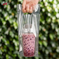 Sac à emporter jetable simple et double compartiment en LDPE épaissi, portable, pour emballage de thé au lait – En stock