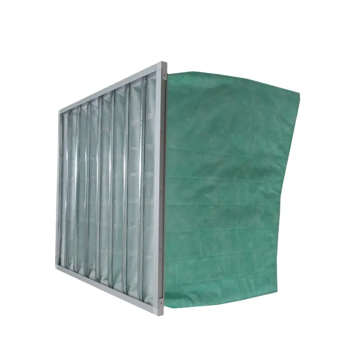 Sentetik elyaf medya malzemesi yeşil F6 F7 filtrasyon HVAC 95% cep hava filtresi