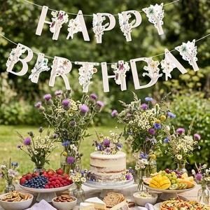 Guirnalda <span class=keywords><strong>de</strong></span> Banderines con Brillo <span class=keywords><strong>de</strong></span> <span class=keywords><strong>Feliz</strong></span> <span class=keywords><strong>Cumpleaños</strong></span>, Degradado Morado y Azul, con <span class=keywords><strong>Notas</strong></span> <span class=keywords><strong>Musicales</strong></span>, Decoración para Fiestas Infantiles - Product Image 4