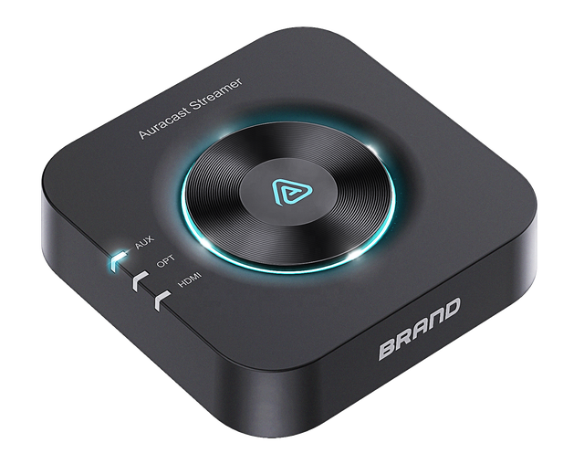 Auracast Bluetooth 6.0 Audio Transmitter for TV Low Latency Wireless Audio Adapter with Optical HDMI AUX Input One Key Switch