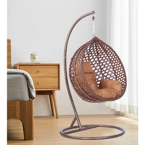Sedia Sospesa Moderna a Forma di Uovo con Rattan PE, <span class=keywords><strong>Altalena</strong></span> Ondulata, Cesto Oscillante per Arredamento <span class=keywords><strong>da</strong></span> <span class=keywords><strong>Giardino</strong></span> e Patio - Product Image 3
