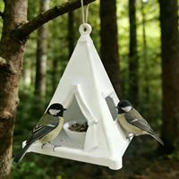 Mangeoire à oiseaux en plastique imprimée en 3D, design en forme de tente, pour l'extérieur, installation suspendue dans le jardin, sans électricité