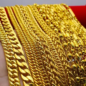 Цепочка под золото 14 к 18 к 24 К, роскошное мужское ожерелье с покрытием из нержавеющей стали, для свадьбы, оптовая продажа для женщин
