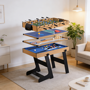 Mesa <span class=keywords><strong>de</strong></span> Juego Multifuncional 5 en 1 Plegable <span class=keywords><strong>de</strong></span> 4 Pies para Fútbol, Snooker, Shuffleboard, <span class=keywords><strong>Bolos</strong></span>, Mesa <span class=keywords><strong>de</strong></span> Juego Interactiva para Padres e Hijos - Product Image 6