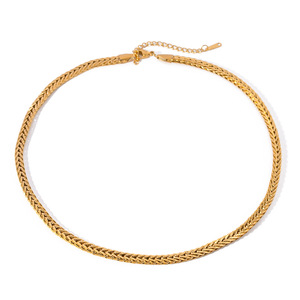 Collar de Cable Tejido Dorado, Chapado en Aleación de Zinc con Oro Real, Joyería de Moda para Uso Diario - Product Image 5