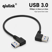 Kabel USB 3.0 Super Cepat Male to Male 5Gbps Sudut Kanan 90 Derajat Tipe A Kabel Sinkronisasi Data untuk Pendingin Laptop