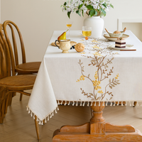 Nappe de table basse rectangulaire en coton et lin brodé, nouvelle collection, style luxe léger, haut de gamme, style français