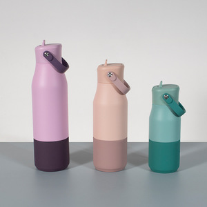 Color Blocked Plastic Water Bottle With Detachable Handle For Home Car Office Outdoor Travel - Product Image 2