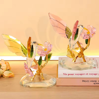 Direktverkauf ab Werk Umweltfreundliches K9 Klares Kristall Exquisites Tier-Design Kolibri-Ornament Wohnzimmer Tischdekoration Geschenk