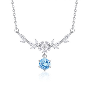 Collier de fleurs de glycine en pierre naturelle, coupe ronde de 6mm, en argent Sterling 925, bijoux en cristal coloré, pour cadeau d'anniversaire, 9 pièces - Product Image 1