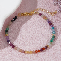 18K verguld gouden armband met meerkleurige edelstenen, delicaat feestelijk juweel cadeau voor vrouwen, Valentijnsdag, nieuwjaar, groothandel