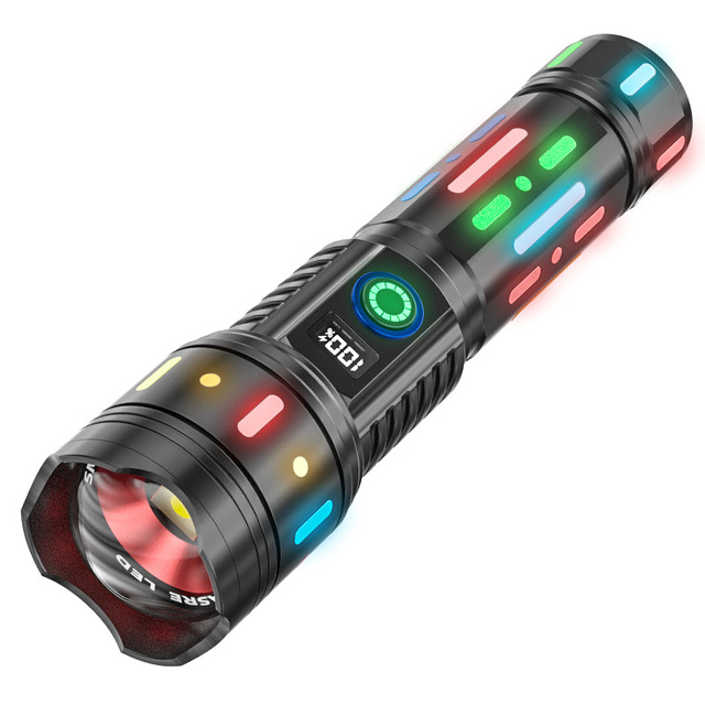 Super Bright Flashlight 30W LED Luminous Type C USB Rechargeable 5 Light Modes Zoomable 12000 Lumens Outdoor Emergency Torch