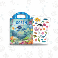 Livre d'autocollants durables en gelée océanique, autocollants de dessins animés réutilisables, cadeau de voyage portable pour les tout-petits
