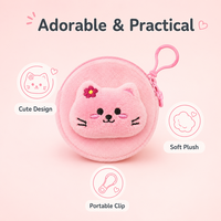 Dompet Koin Boneka Lucu Kartun Hewan, Kantong Koin Kecil Lembut dengan Ritsleting, Dompet Uang Receh Boneka Macaron untuk Anak Perempuan, Remaja, Wanita