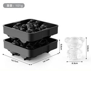 Nouveau moule à glace en silicone en forme d'ours, 4 compartiments, bac à glaçons en plastique noir pour whisky, créateur de glaçons créatifs - Product Image 1