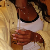 Collier Y Lariat Gemnel en Laiton Tendance pour Femme, Bijou Géométrique avec Barre Ronde et Zircon Cubique, Style Sexy