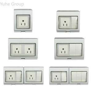 Prise murale américaine standard étanche à panneau tactile 10A non mis à la terre pour extérieur, boîtier inférieur résistant aux éclaboussures pour salle de bain - Product Image 1