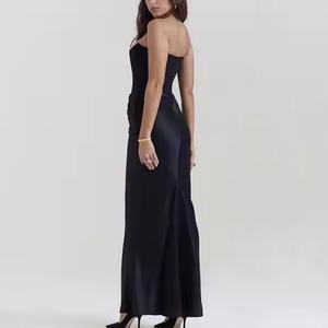 Robe d'été de haute qualité, élégante et sexy, sans bretelles, à taille ajustée, en coton, robe longue de soirée pour femmes - Product Image 3