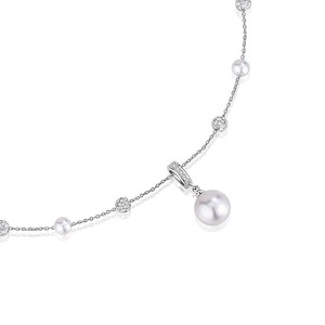 Collier pendentif perle pour femme en argent 925, perle ronde blanche de qualité AAA, forme boule, solitaire, pour usage quotidien - Product Image 2