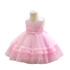 Sequin pommel cake dress Little girl Baby one year old Evening gown Princess dress