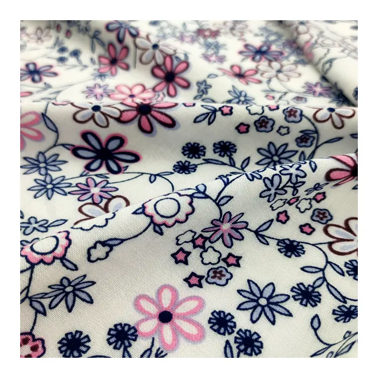 Wholesale Customized 100% Rayon Viscose Poplin Flower Printed Fabric For Women Dress Fabric