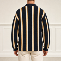 Pull en tricot rayé personnalisé pour homme, col en V vintage, style preppy, logo personnalisé, fabricant OEM ODM, pull en gros pour homme
