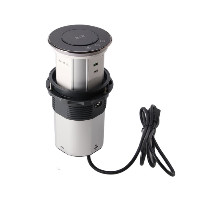 Italy Plug Smart Motorized Pop up Sockets TYPE-C Top Wireless Charging Lifting Tower Power Socket 16A Rated Current WiFi Network