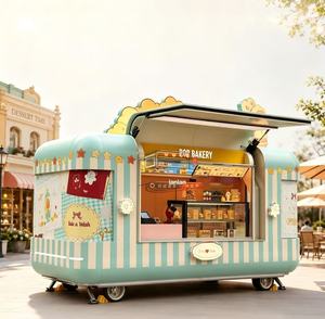 Remorque alimentaire mobile électrique jaune de style dessin animé avec auvent rétractable et <span class=keywords><strong>porte</strong></span> européenne pour restauration rapide - Product Image 1