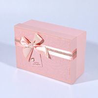 Boîte cadeau rigide rose personnalisée avec ruban, emballage cosmétique de luxe pour pots de crème de soin, impression de logo personnalisée