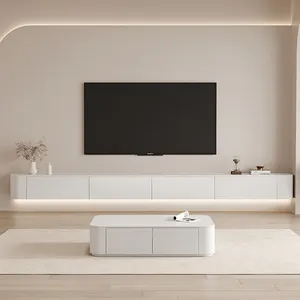 Luxury Media Console White Tv Stand Wall Led Tv Unit Cabinet Wood Wall Mounted New Designed Floating Tv Console Stand