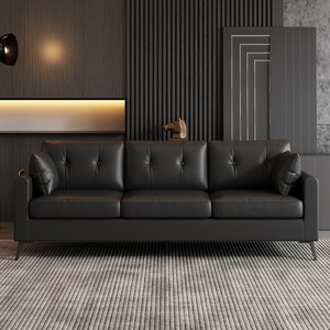 Sofá de Cuero Moderno para Sala de Estar con Espacio de Almacenamiento y Estructura de Madera Sólida, Diseño de Tres Asientos para Uso en el Hogar o la Oficina - Product Image 3