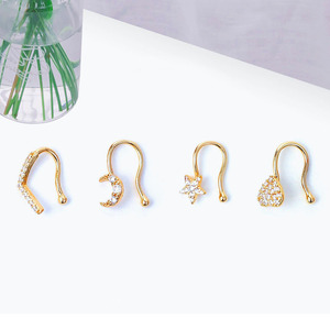 Boucles d'oreilles fines à clipser Freya, sans perçage, en forme de fleur, avec diamants, bijoux pour le nez, en acier inoxydable, fausses boucles d'oreilles en or rose pour femmes - Product Image 3