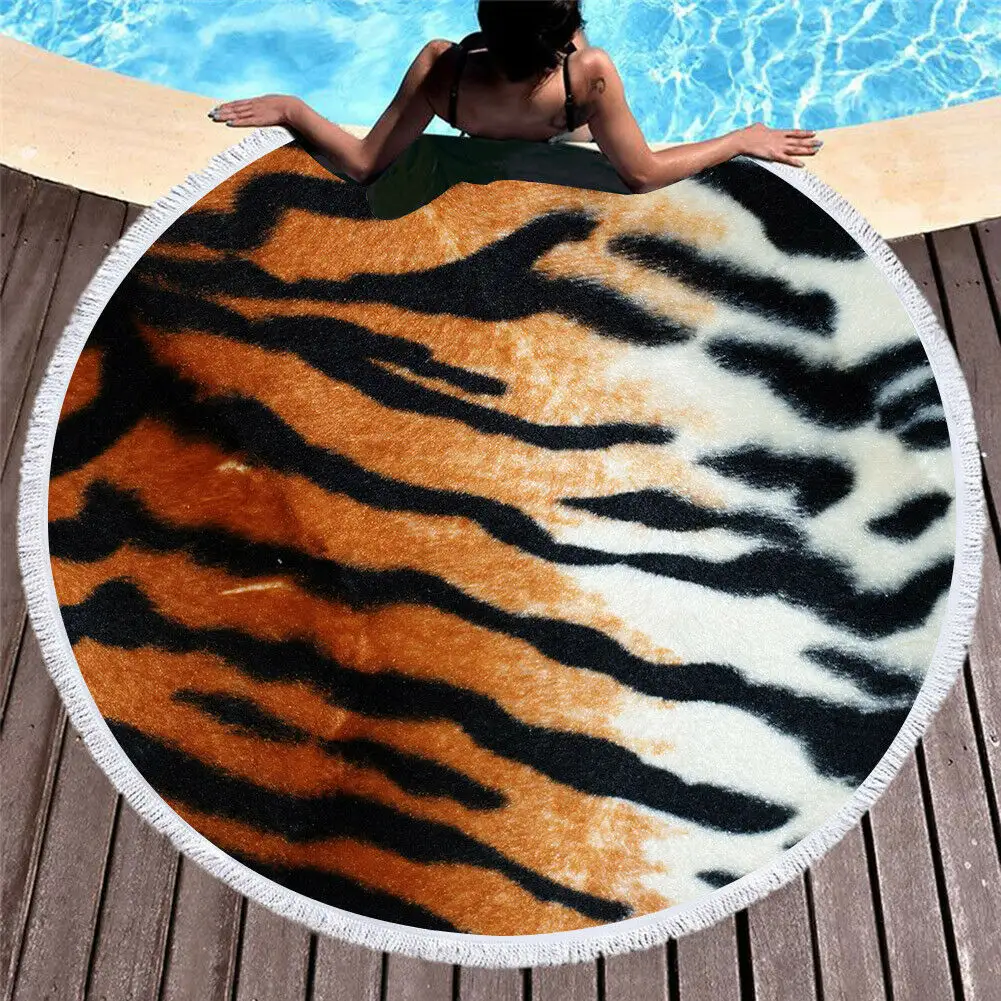 Günstige benutzer definierte coole Tierhaut Tiger Leopard Zebra druck großes Strand tuch