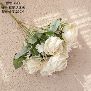 Bouquet de roses en soie moins cher, fleurs de mariage, décoration, fleurs artificielles en forme de rose - Product Image 6